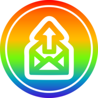 send email circular icon with rainbow gradient finish png