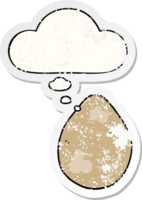 desenho animado ovo com pensamento bolha Como uma angustiado desgastado adesivo png