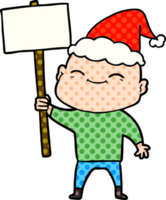 content main tiré bande dessinée livre style illustration de une chauve homme portant Père Noël chapeau png