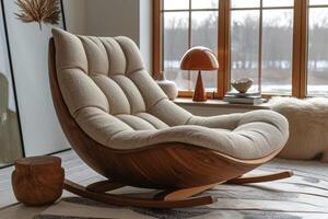 AI generated Designer rocking chair for relaxing in the home interior photo