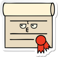 sticker of a cute cartoon certificate png