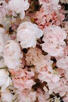 Close-up of wedding flowers.Background of pink and white roses photo