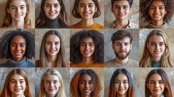 AI generated A collage of many different people. People of different nationalities and races photo