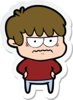 sticker of a annoyed cartoon boy png