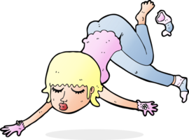 cartoon woman floating png