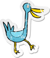 pegatina retro angustiada de un divertido pato de dibujos animados png