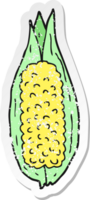 distressed sticker of a cartoon corn png