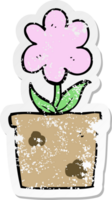 distressed sticker of a cute cartoon flower png