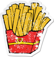 pegatina angustiada de una caricatura de papas fritas png