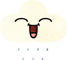 retro illustration style cartoon of a rain cloud png