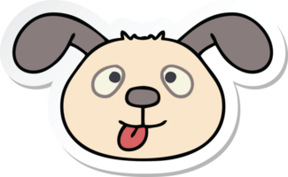 sticker of a quirky hand drawn cartoon dog face png