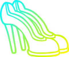 cold gradient line drawing of a cartoon red shoes png