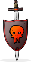 cartoon heraldic shield with skull png