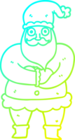 cold gradient line drawing of a cartoon father christmas png