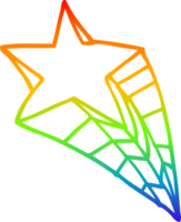 rainbow gradient line drawing of a cartoon shooting star png