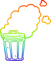 rainbow gradient line drawing of a cartoon stinky garbage can png