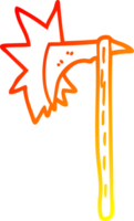 warm gradient line drawing of a cartoon viking axe png