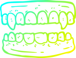 ligne de gradient froid dessinant des dents de vampire de dessin animé png
