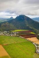 View from the height of the sown fields located on the island of Mauritius photo