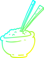 tigela de desenho de desenho de linha de gradiente frio de arroz com pauzinhos png