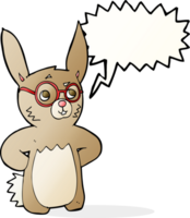 Cartoon-Kaninchen mit Brille mit Sprechblase png