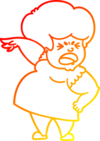 warm gradient line drawing cartoon angry woman png