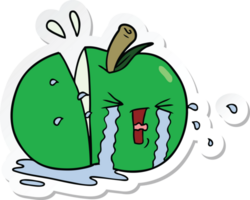 sticker of a cartoon apple crying png