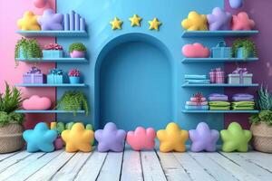 AI generated A colorful children's store. Sweet decor photo