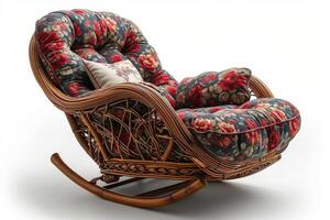 AI generated An old-fashioned designer rocking chair highlighted on a white background photo