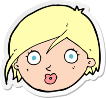 sticker of a cartoon surprised female face png