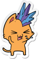 sticker of a cartoon punk rock cat hissing png