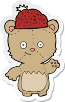 sticker van een cartoonbeer met hoed png
