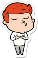 sticker of a cartoon model guy pouting png