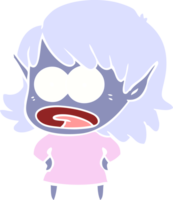 flat color style cartoon shocked elf girl png