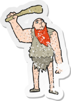 pegatina retro angustiada de un neandertal de dibujos animados png