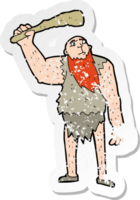 retro distressed sticker of a cartoon neanderthal png