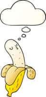 cartoon banana and thought bubble in smooth gradient style png