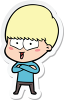 sticker of a cartoon happy boy png