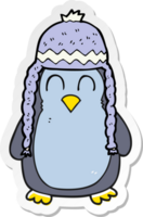 etichetta di un' cartone animato pinguino indossare cappello png