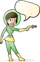 cartoon sci fi girl with speech bubble png