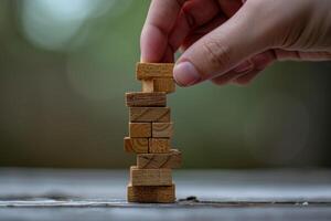 AI generated A wooden board game for balance . People play a game of chance in which balance and self-control are important photo