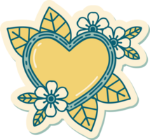 tattoo style sticker of a botanical heart png