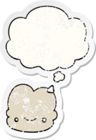 cartoon cloud and thought bubble as a distressed worn sticker png