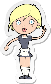 pegatina de una camarera de dibujos animados haciendo un gesto con la mano png