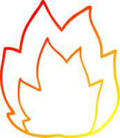 ligne de gradient chaud dessinant une flamme d'explosion de dessin animé png