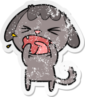 distressed sticker of a cute cartoon dog barking png