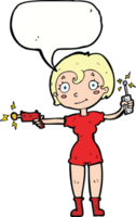 cartoon future space girl with speech bubble png