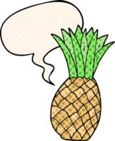 cartoon pineapple and speech bubble in comic book style png