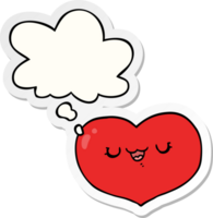 cartoon love heart and thought bubble as a printed sticker png