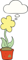 fleur de dessin animé mignon et bulle de pensée png